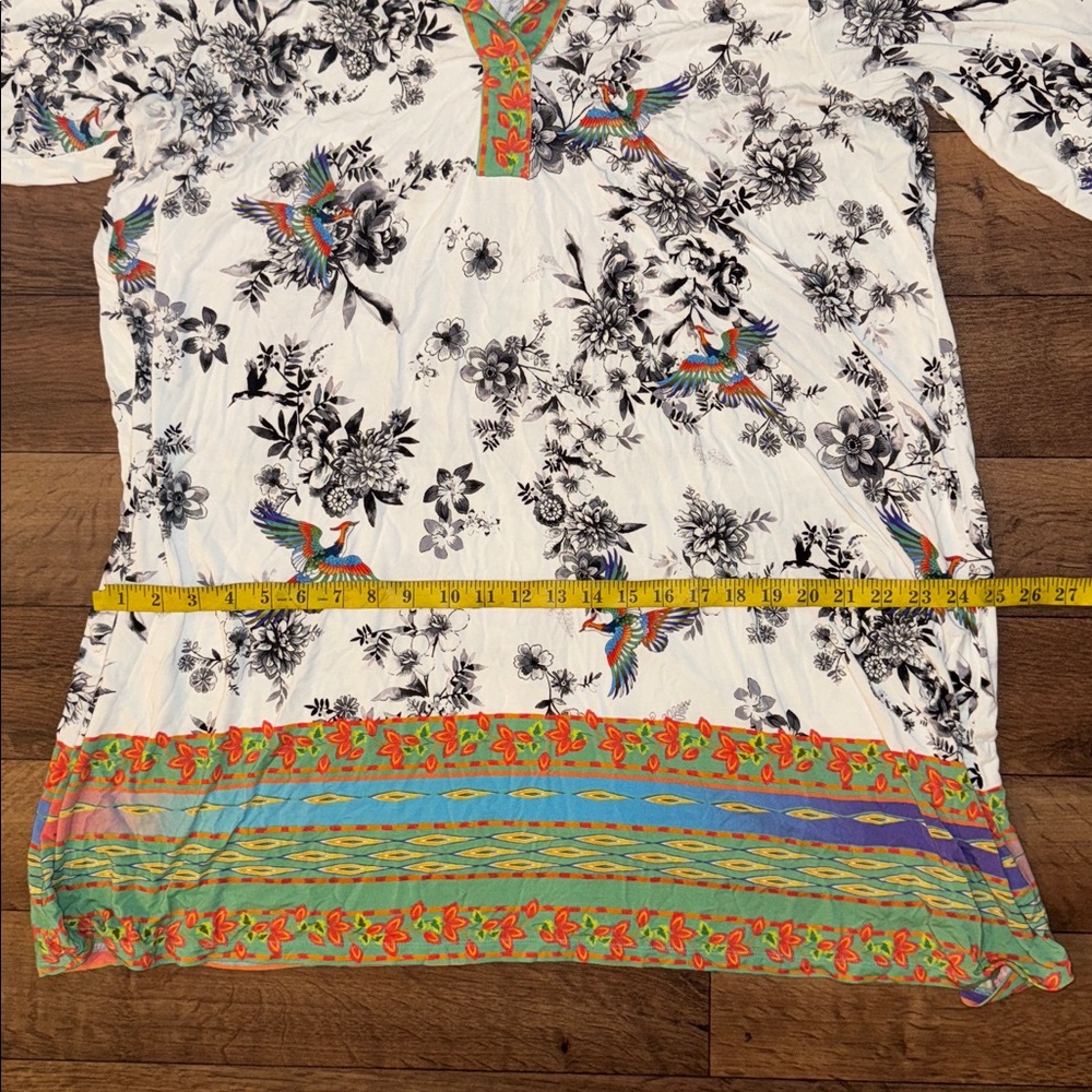 Johnny Was Size Extra Large The Janie Favorite Polo Swing Dress Bird Print Comfy - Picture 8 of 15